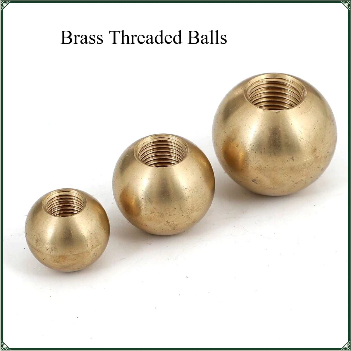 Brass Threaded Balls with Female Thread M3-M12 Solid Half-Hole Copper Ball Knob Finial Nut for Lamp Furniture Hardware OD 6-25mm