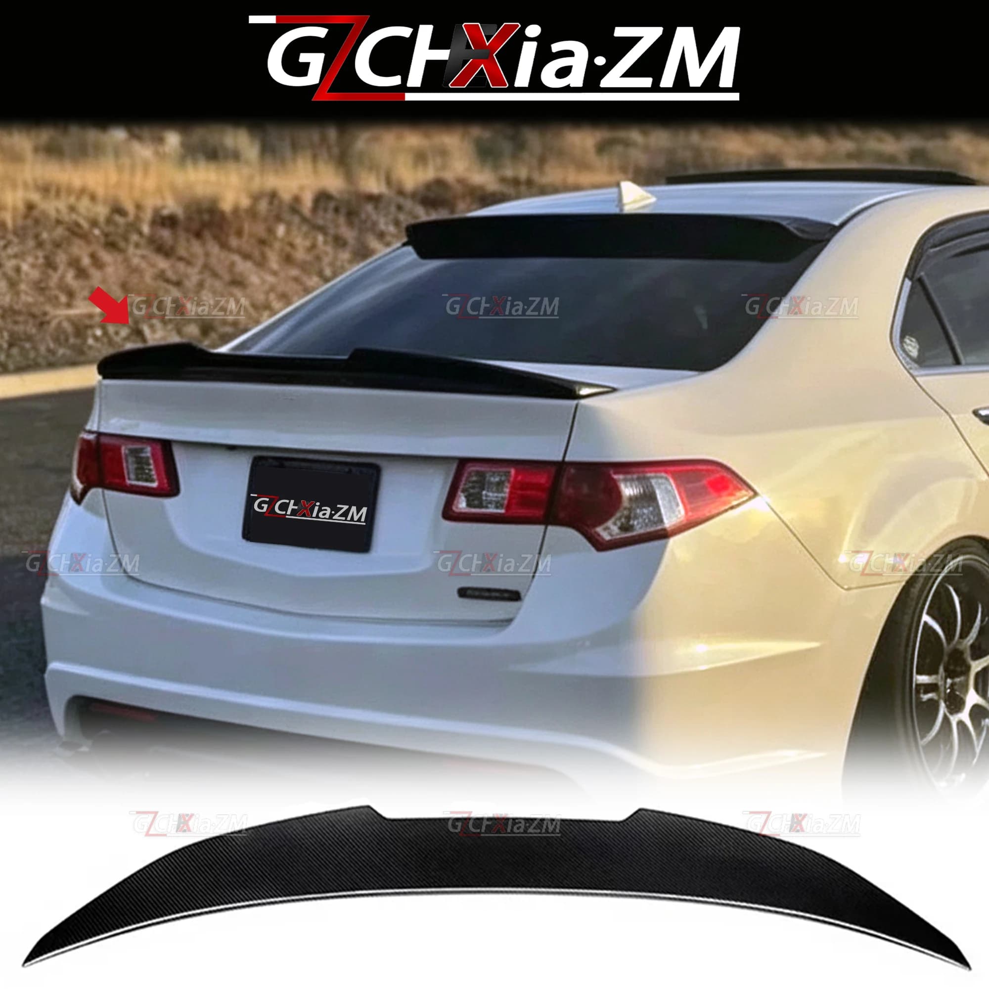For 2009-2014 Honda Spirior/Acura Tsx Rear Spoiler PSM Style Rear Lid Diffuser Rear Wing Carbon Fiber Material Tail Wing Kit