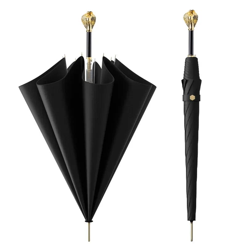 Light luxury metal animal head handle umbrella thickened straight rod business long handle umbrella high-end gift birthday