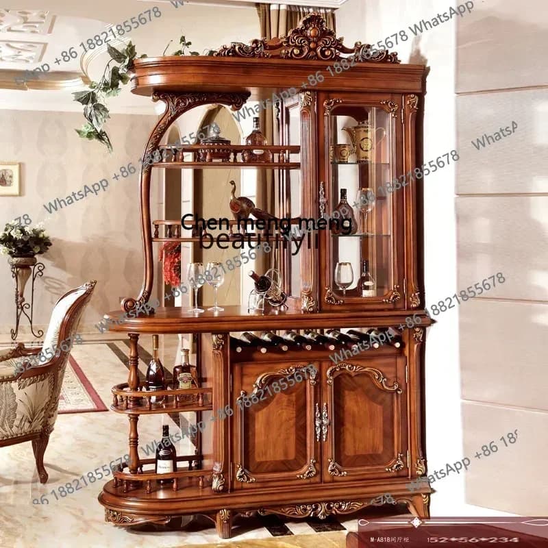 ss8350 American solid wood room cabinet living room partition wine cabinet double-sided entrance, hall cabinet, foyer screen dec