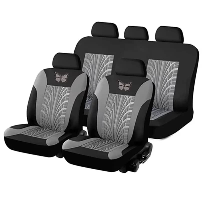 Juego completo universal de 9 piezas de fundas para asientos de coche con diseño de mariposa para coches de 5 plazas, accesorios