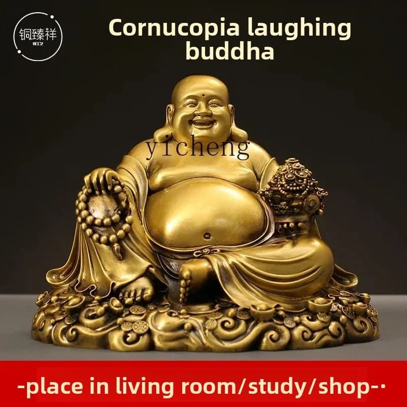 BJ-12  Big Belly Maitreya Buddha Happy Laughing Buddha Brass Ornament All Copper Maitreya Bodhisattva Ornament