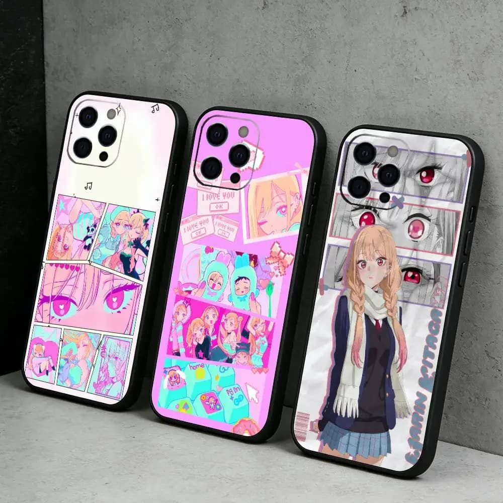Cosplay Romance My D-Dress-Up D-DarlingS Anime Phone Case For iPhone17,16,15,14,13,12 Plus,Max Soft Silicone Black Cover
