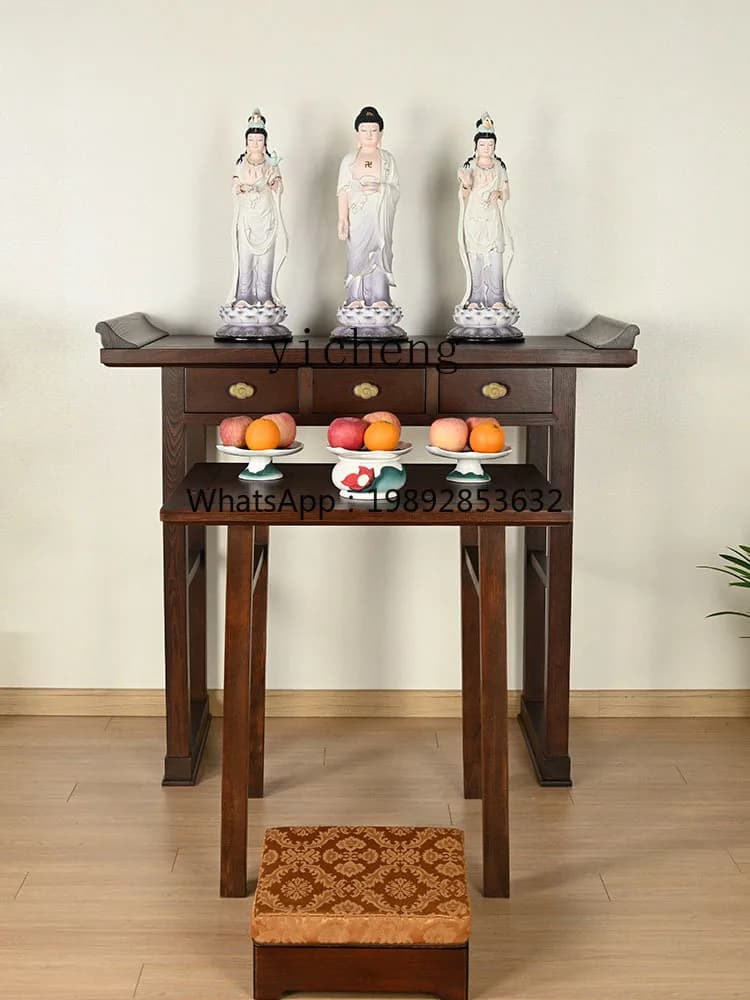 Domestic Buddhist Hall Modern Minimalist Table Set God of Wealth Bodhisattva Incense Burner Table
