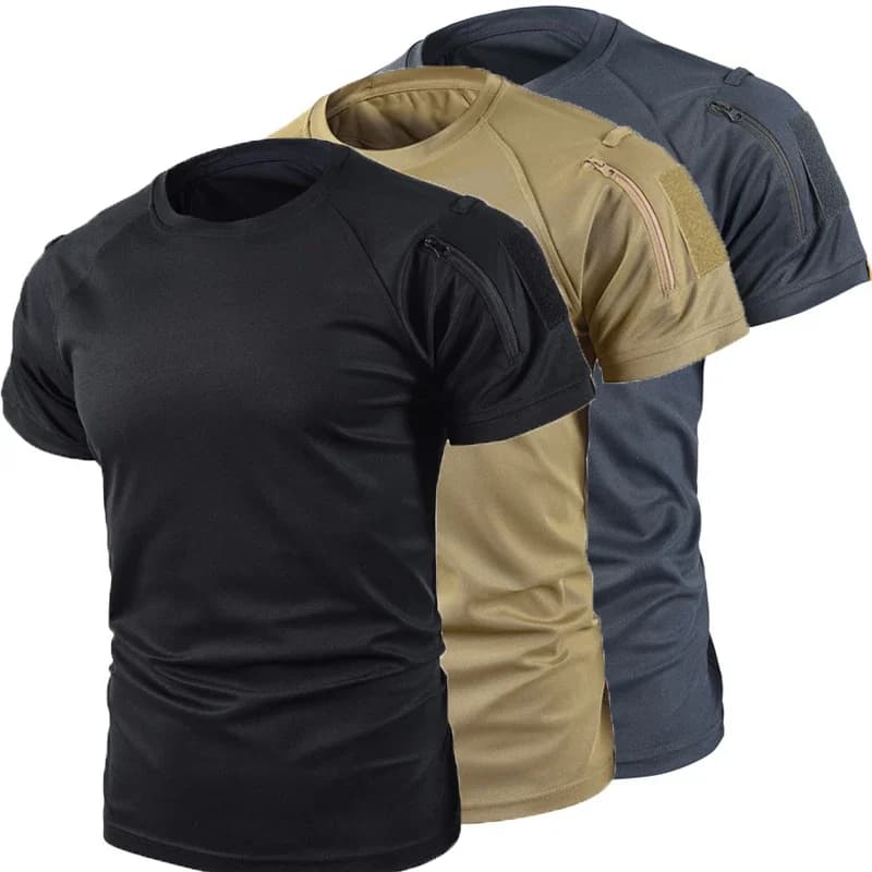 Men's Summer T-shirt  O-Neck Tees Pullover Breathable Camping Trekking Hiking Climbing Quick Dry Casual Cargo Trainning Shirts