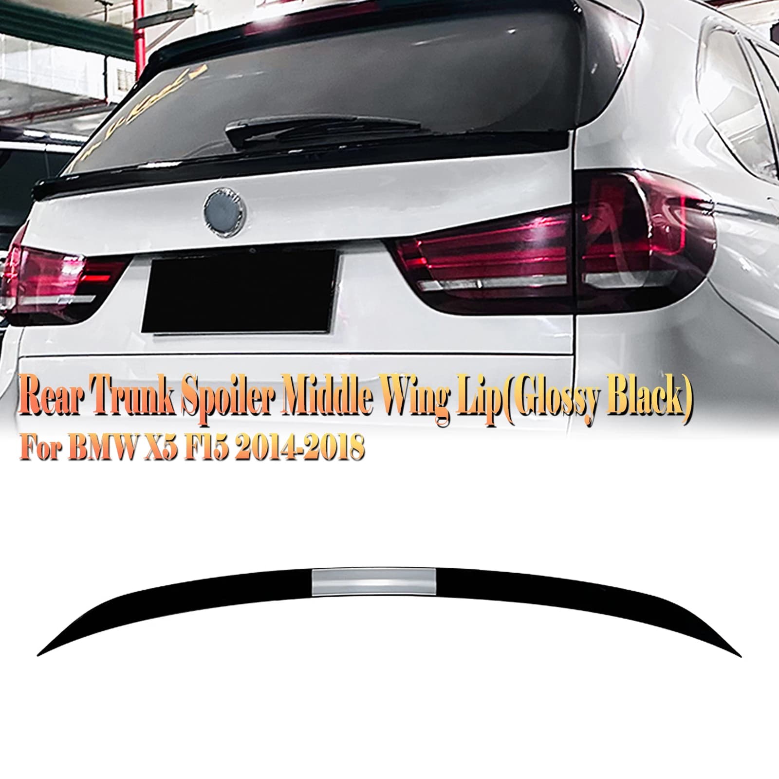 Rear Middle Spoiler Wing Lip For BMW X5 F15 M Sport 2013-2018 Carbon Fiber Look/Gloss Black Tail Center Splitter