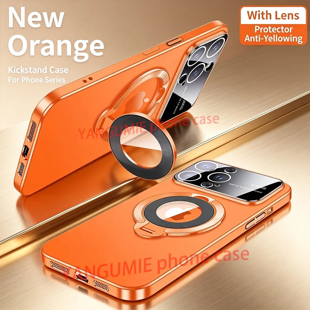 For Full range of iPhone 11-16 Pro MAX mobile phone case new metal invisible bracket 15 frosted large window magnetic attraction