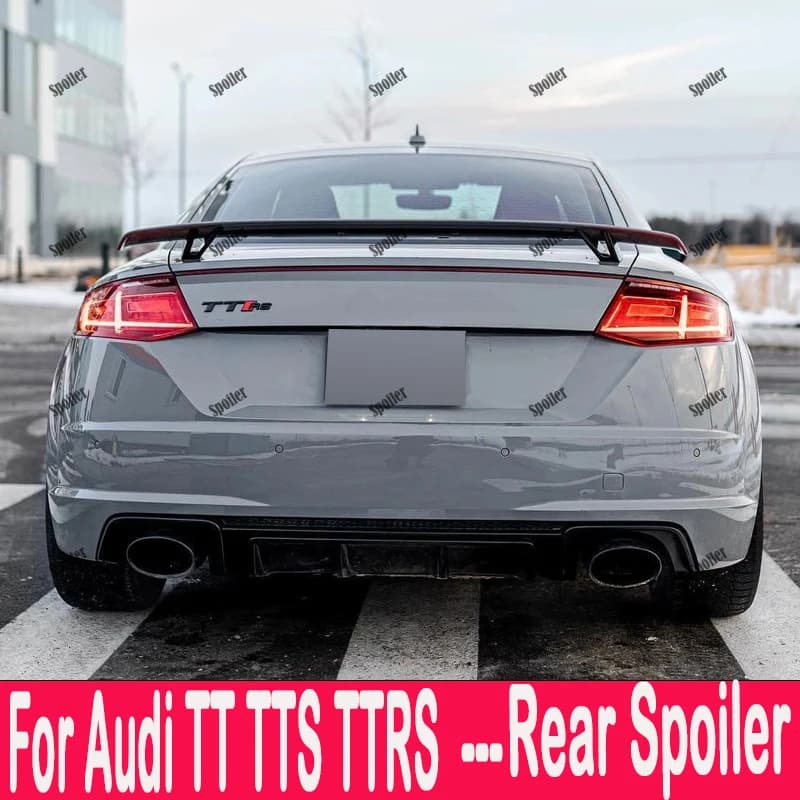 For Audi TT TTS TTRS MK2 MK3 AS3 Accord Standard 2008 - 2022 Carbon Fiber Look Gloss Black Rear Diffuser GT Styling Rear Spoiler