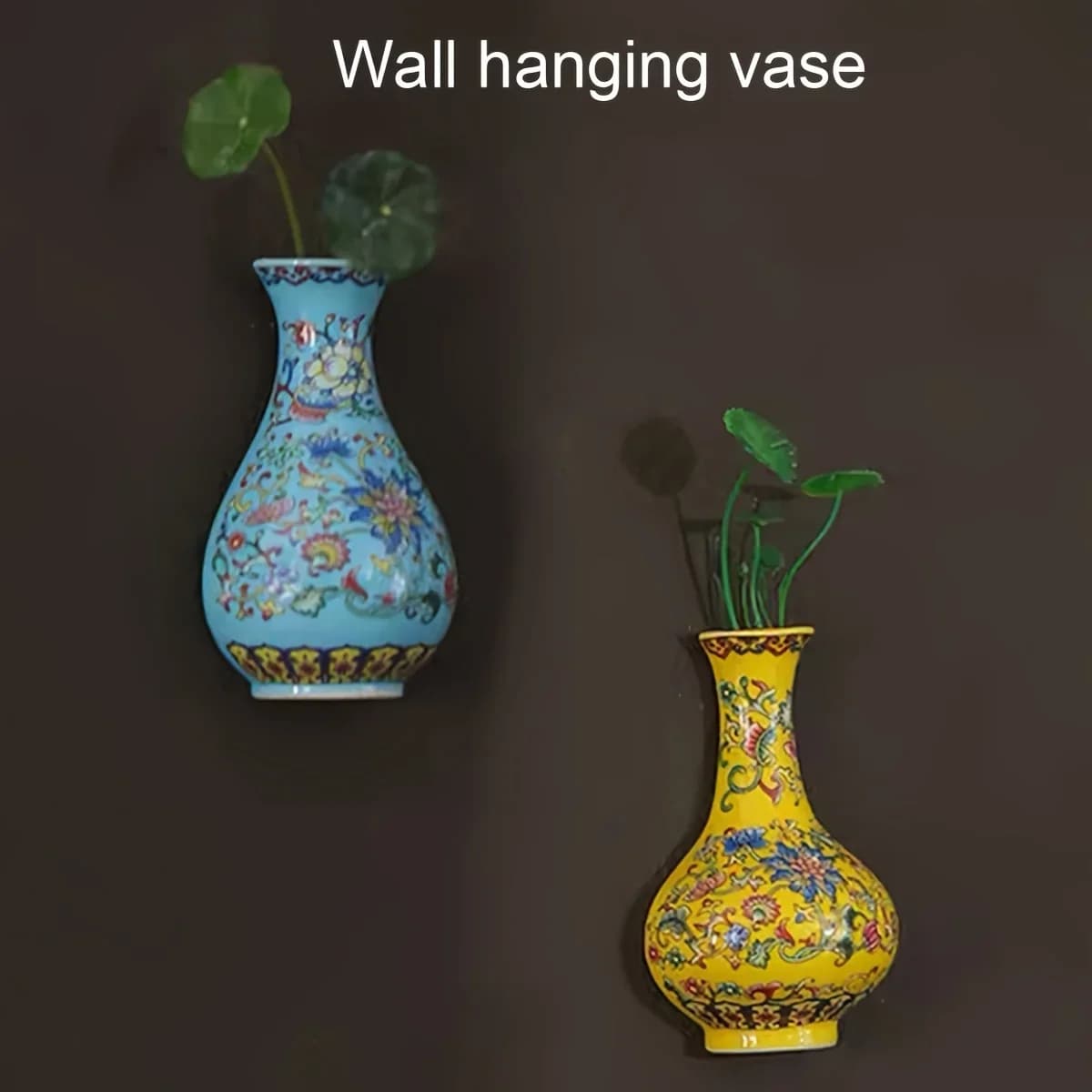 Enamel Color Wall Hanging Flower Vase That Can Stand or Hang Bottle Plant Pot Ceramic Home Room Decorating Interior Accessories