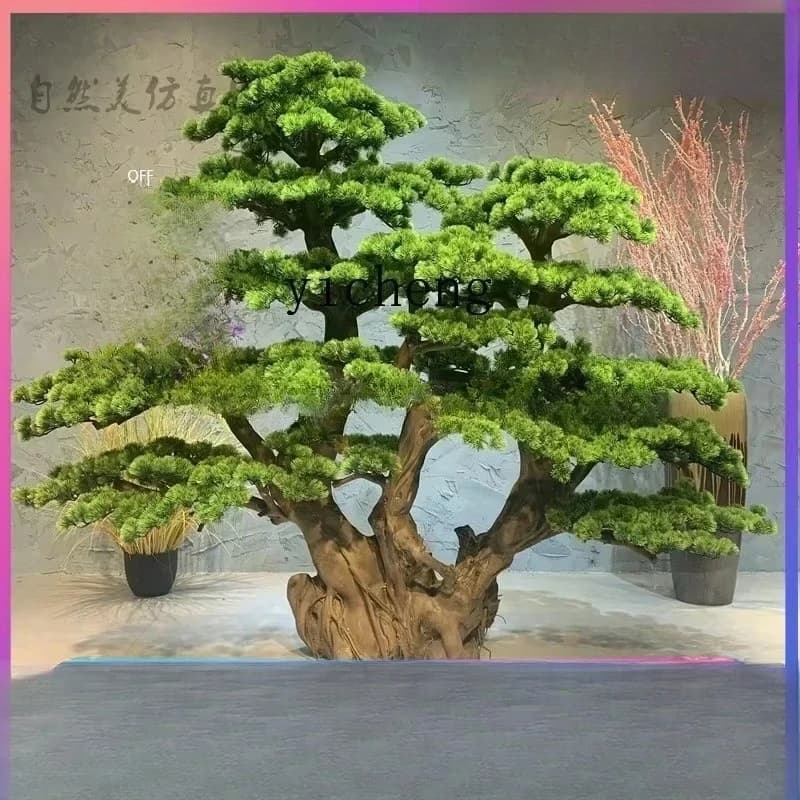 Artificial Greeting Pine Wood Carving Fake Trees Beauty Pine Tree Toothpick Podocarpus Macrophyllus Decorative LandscapingN20