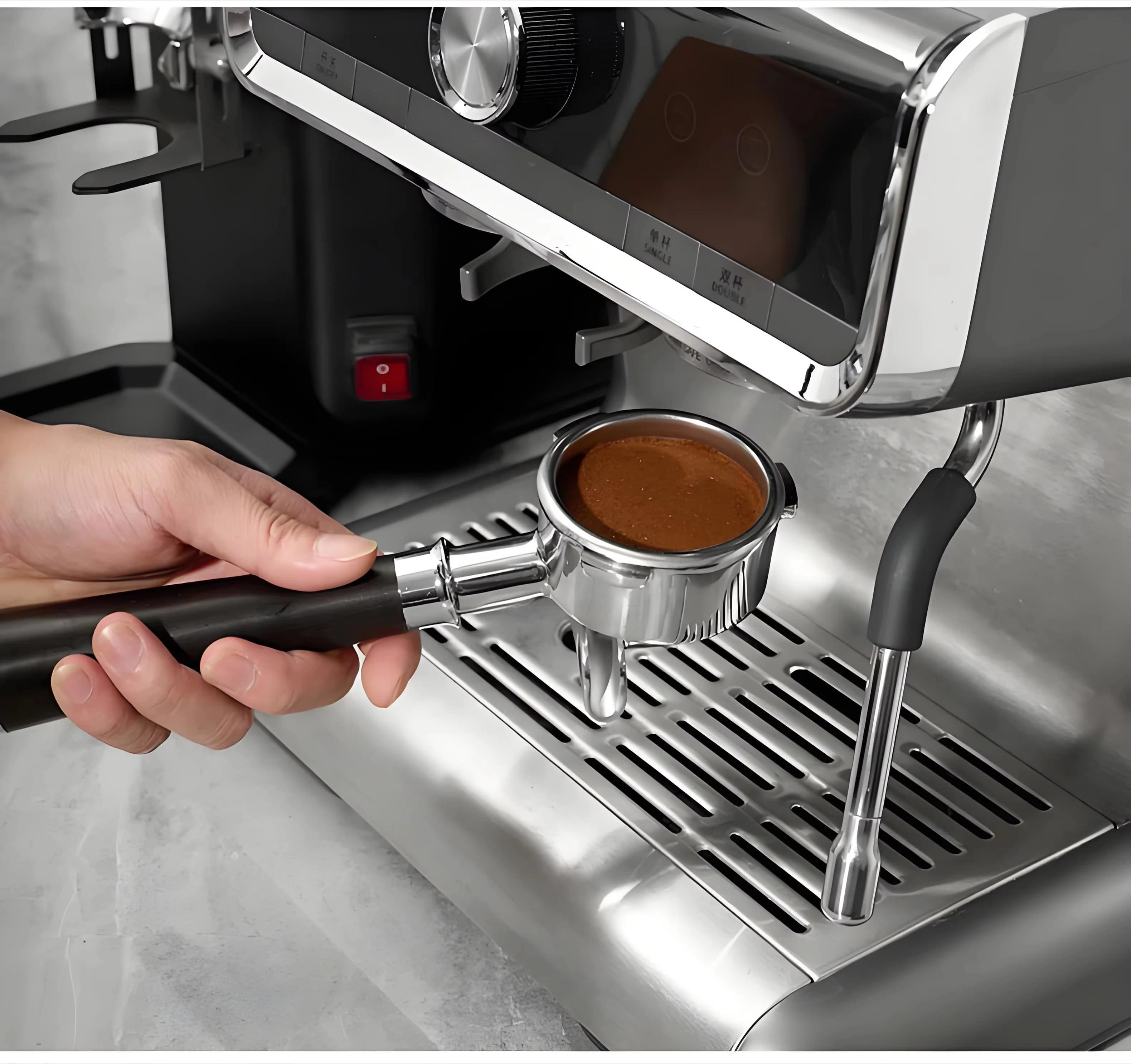 304 Stainless Steel 58mm Single Spout Double Spout Bottomless Handle Coffee Machine Wooden Handle Coffee Portafilter