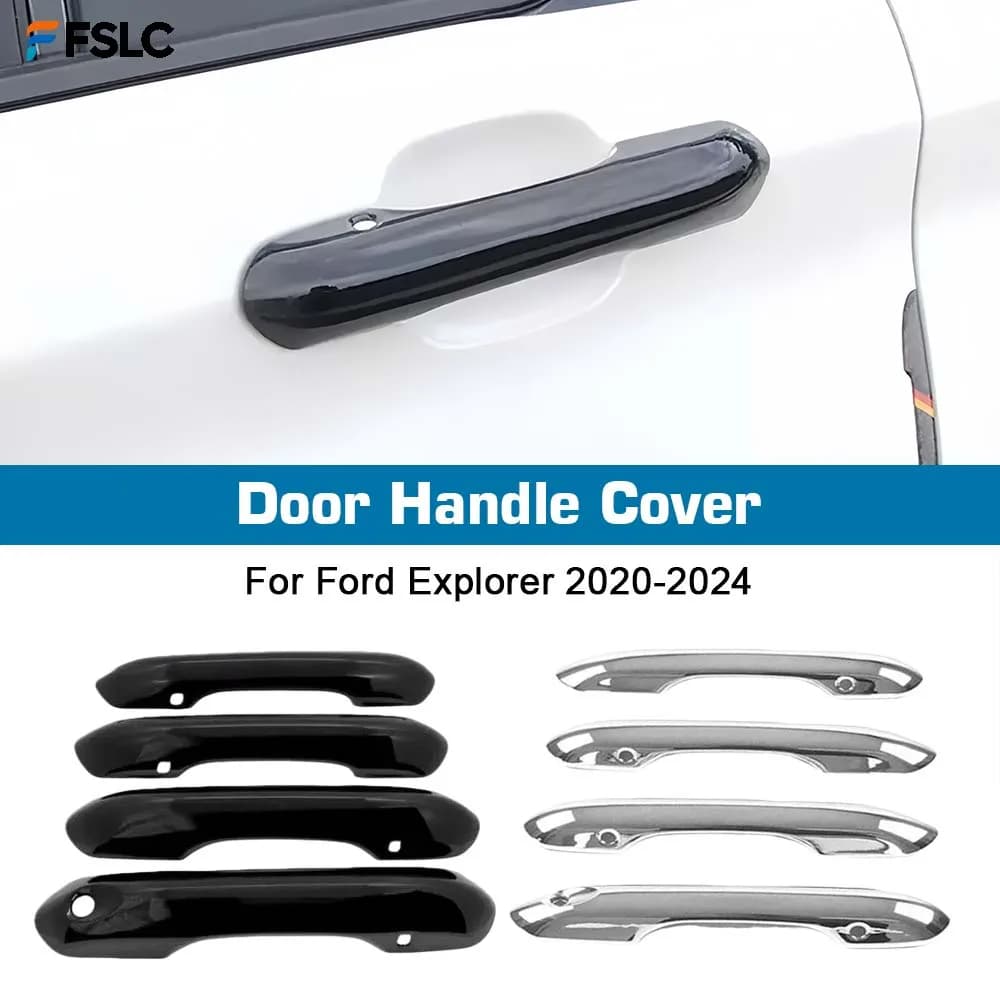 ⭐Genuine⭐ Decoration Door Handle Cover For Ford Explorer 2020-2024 Carbon Fiber Black Silver Cars Accessories Exterior Styling