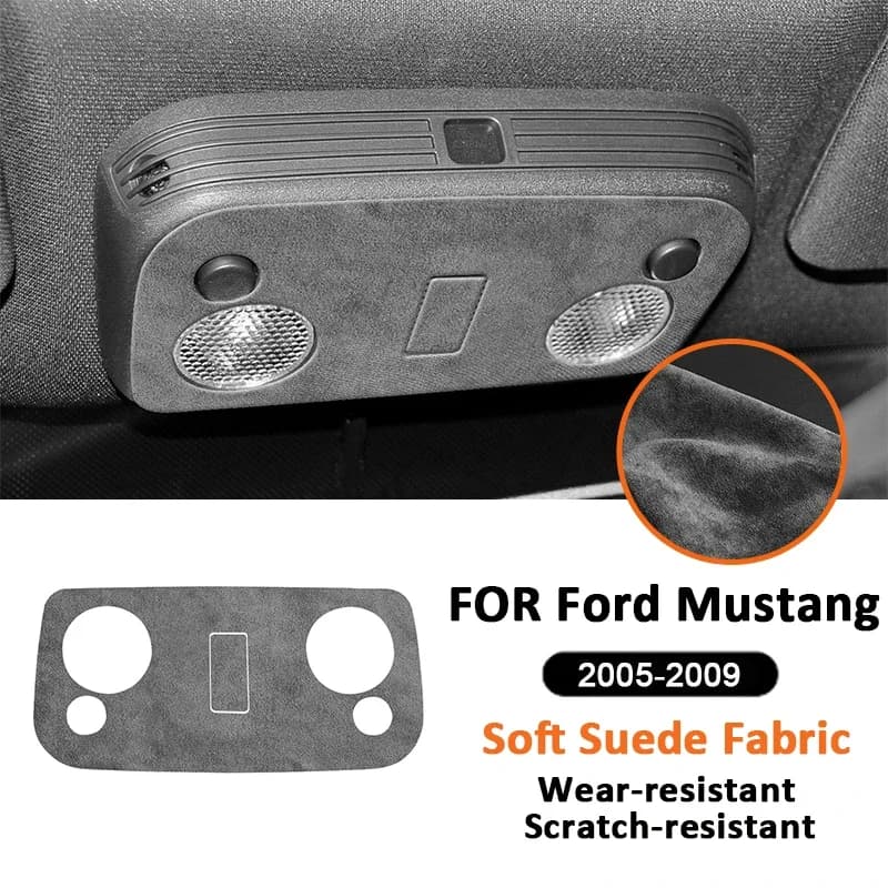 For Ford Mustang 2005-2009 Soft suede Faubik car accessories, roof reading light panel, decorative cover, interior sticker