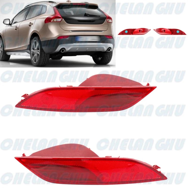 For Volvo V40 2013 2014 2015 2016 2017 2018 2019 1 Pair Rear Bumper Reflector Light Lamp Without Bulbs Car accessories