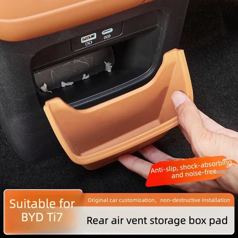 Silicone Rear Air‑Vent Storage Box Protective Pad For BYD Ti7 Rear Seat Anti‑scratch Tray Liner Car Interior Upgrade Accessories