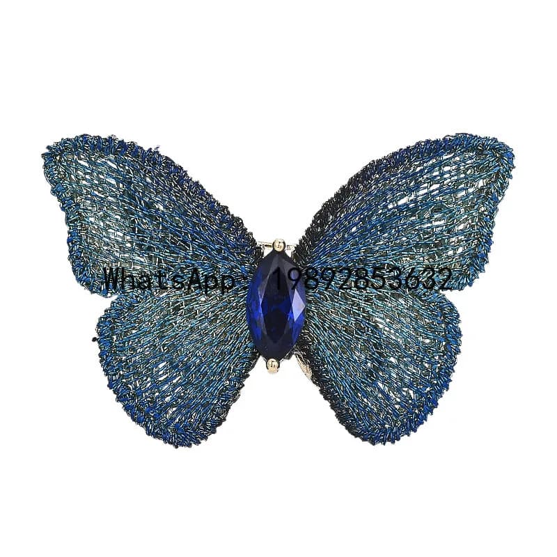 PYJ Creative Embroidery Blue Butterfly Brooch New Chinese Lightweight Three-dimensional Dream Zhuang Dish