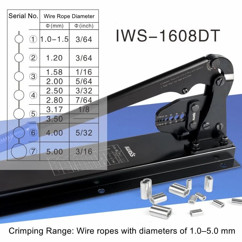 8-Shaped Aluminum Sleeve Crimp Tool Bench-Top Wire Rope Crimping Pliers Circular Aluminum Sleeve for 1-5mm Aluminum Clips