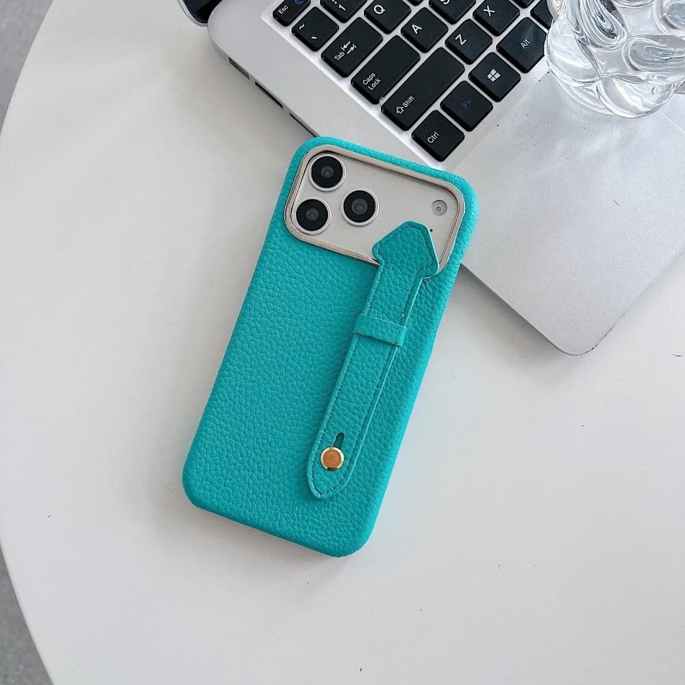 Litchi Pattern Is Suitable for iphone 17promax Phone Case 16pro Wristband Bracket 15 Half-covered 14 13 12 11 Protective Cover