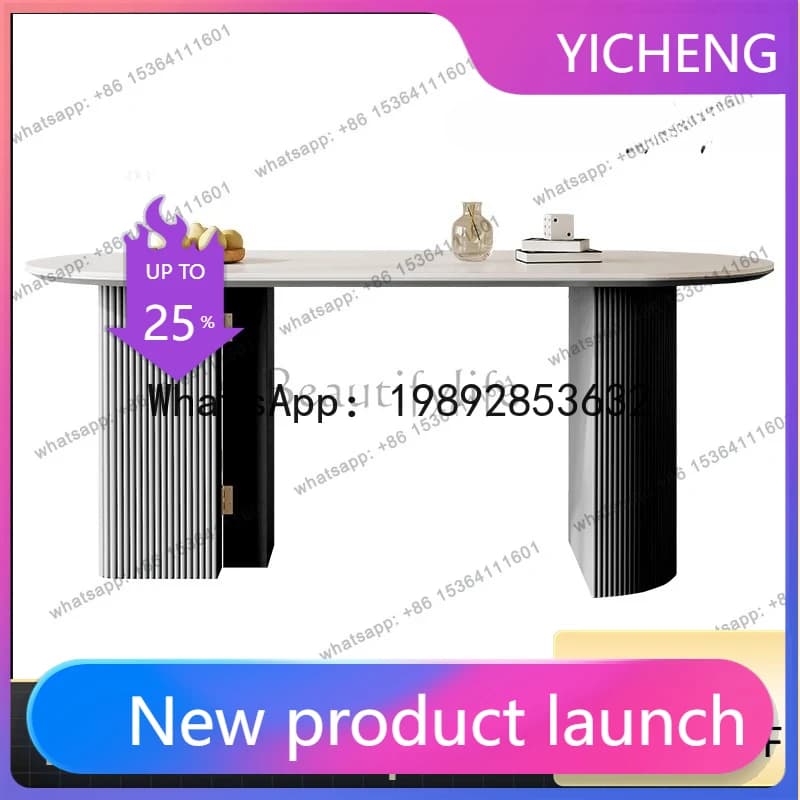 A2-3   Semi-oval rock sldining tle and chairs small apartment French cream medium antique household foldle telescopic