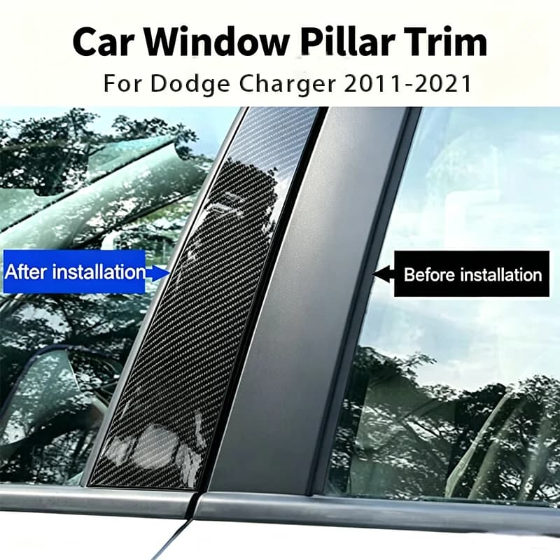 For Dodge Charger 2011-2021 Carbon Fiber Window Door Column B C Pillar Post Cover Trim Sticker