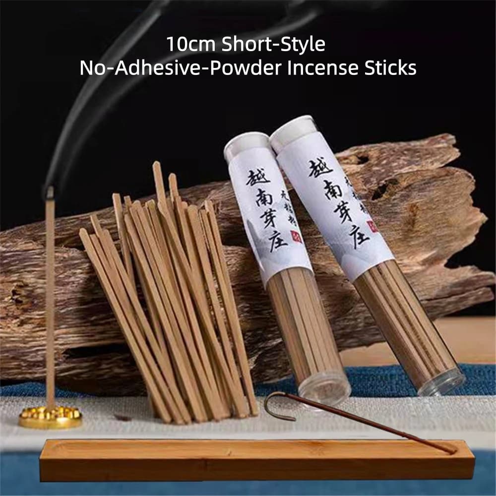 Natural No-Binder Agarwood & Sandalwood Incense Sticks, 10cm Short Length, for Indoor Fragrance & Buddha Worship, Ouds Incense