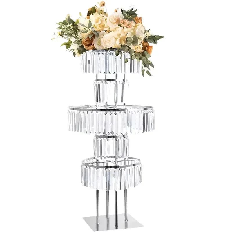 or Elegant Luxury Metal Crystal Pendant Flower Stand Wedding Stage Runway Road Center Arrangement Lead Props