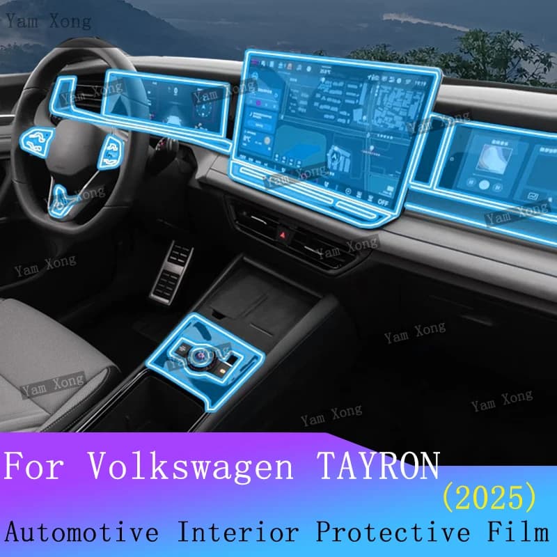 For Volkswagen TAYRON Full set interior Film Navigation screen Protection Sticker Gear Panel Transparent Cover Film Accessories