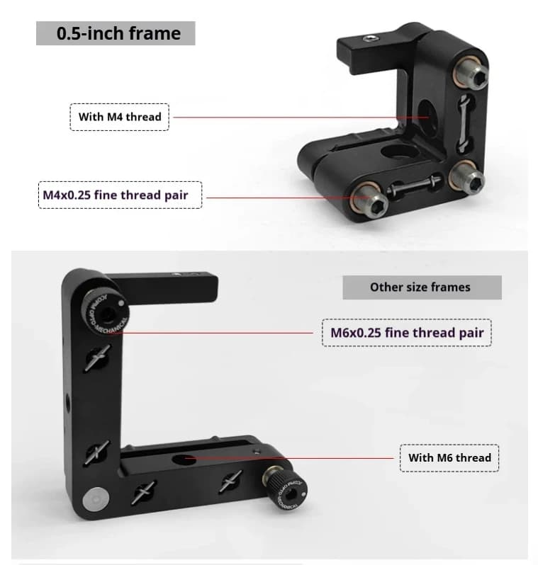 2/3 Axis Square Optical Mirror Mount 0.5-2 Inch Rectangular Adjust Frame Left Right Hand Kinematic Holder for Lab Optical Setup