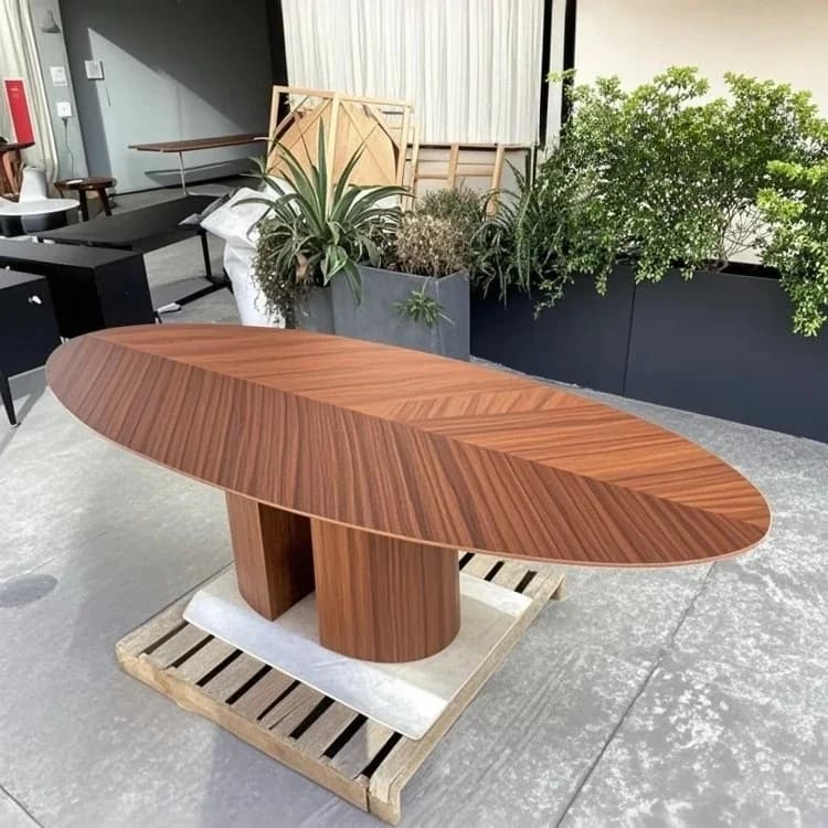 56Italian dining table oval all solid wood special-shaped villa high-end designer minimalist light luxury tea table