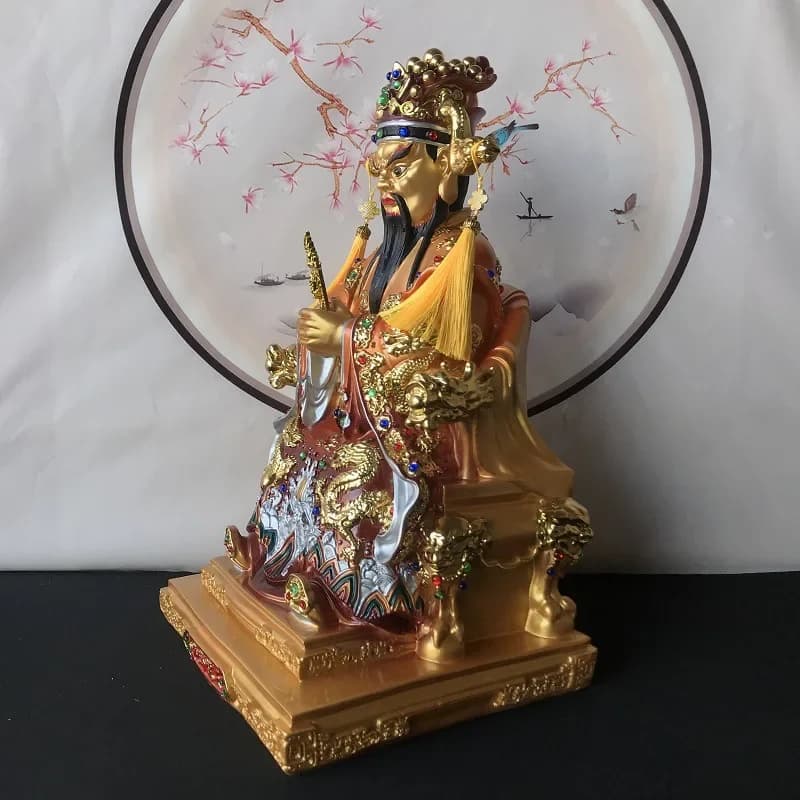 FX-22  painted resin guangji dragon king buddha statue for home living room worship dragon wuye statue desktop ornaments
