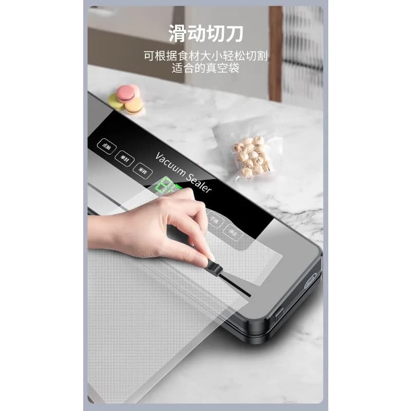 Home & Commercial Vacuum Sealing Device, Mini Food Packer With Built‑In Slicing for Food Storage