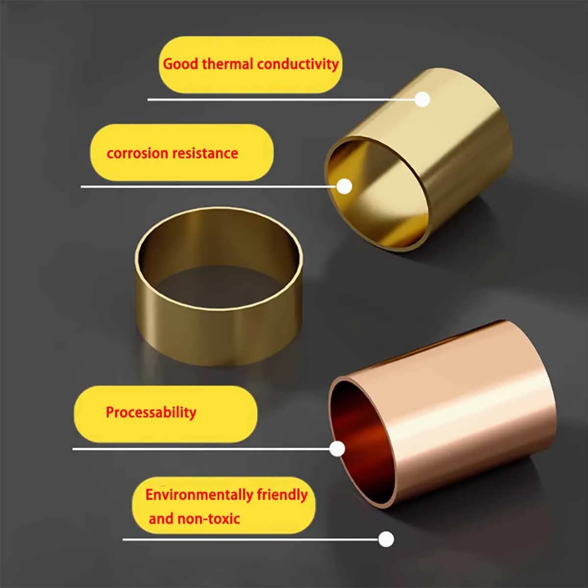 1PCS Brass Copper Sleeve Copper Hoop Ring Tube Handle Staff Copper Tube External OD 24/25/26/28/30/32/35/38/40MM
