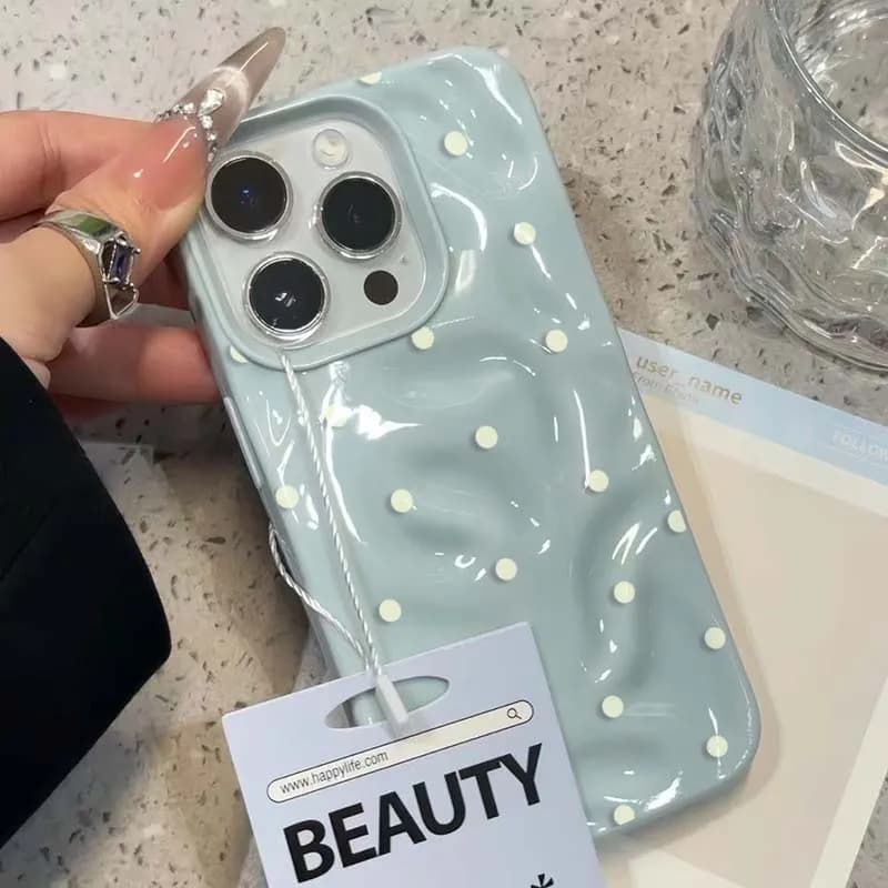 Cute Colorful Polka Dot Water Ripple Phone Case for iPhone 11 13 12 14 15 Plus 16 17 18 Pro Max Air Shockproof Soft Cover Funda