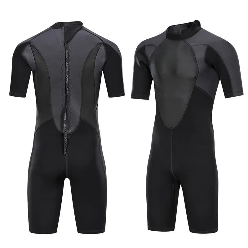 3Mm men's one-piece short-sleeved wetsuit, sun protection and warm surf suit, deep diving thickened snorkeling suit