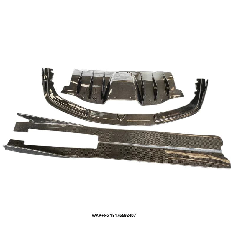 458V Style Carbon Fiber Body Kit Front Lip Side Skirts and Rear Diffuser Spoiler Exterior Accessories for Cars