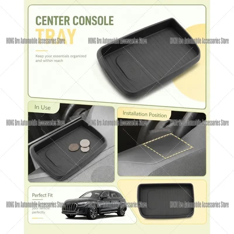 For Audi A4 A5 Q5 S5 2021-2025 Central Console Storage Box Organizer Tray Interior Accessories Container Auto Parts