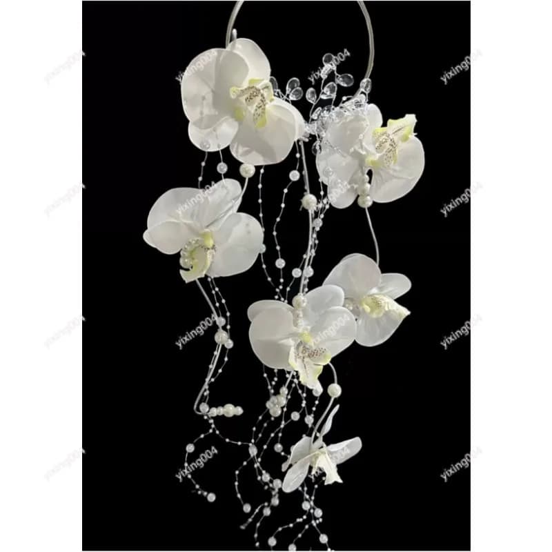 Retro Handheld Phalaenopsis Bouquet, Cascading Flower for Bridal Wedding Party