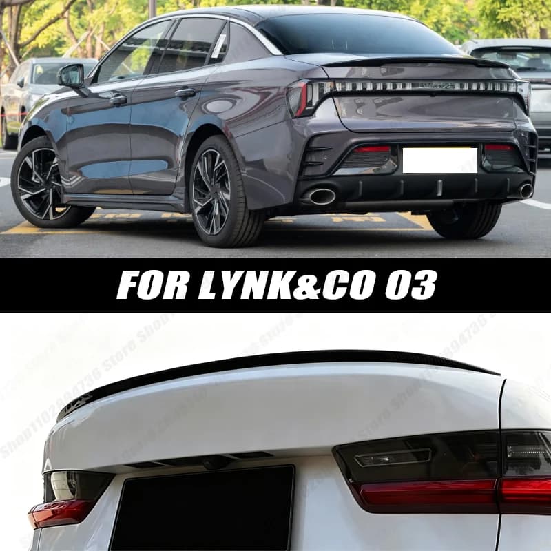 120CM Glossy Black Soft Rubber Universal Rear Trunk Spoiler 5D Carbon Look Tail Wing Fit For LYNK&CO 03 Car Accessories