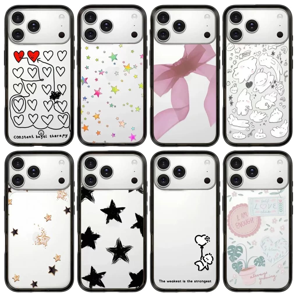 Cartoon Multicolor New Type Acrylic Black Border Phone Cover for IPhone 13 14 15 16 17 Pro Max Case for IPhone 17 Air
