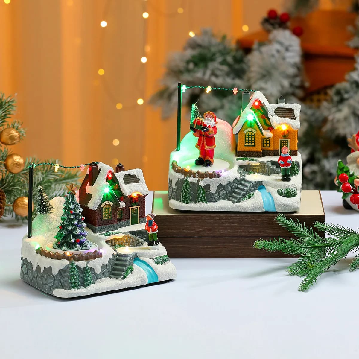 Christmas Rotating Luminous Music Box Ornament Christmas Creative Gift Home Decoration Crafts