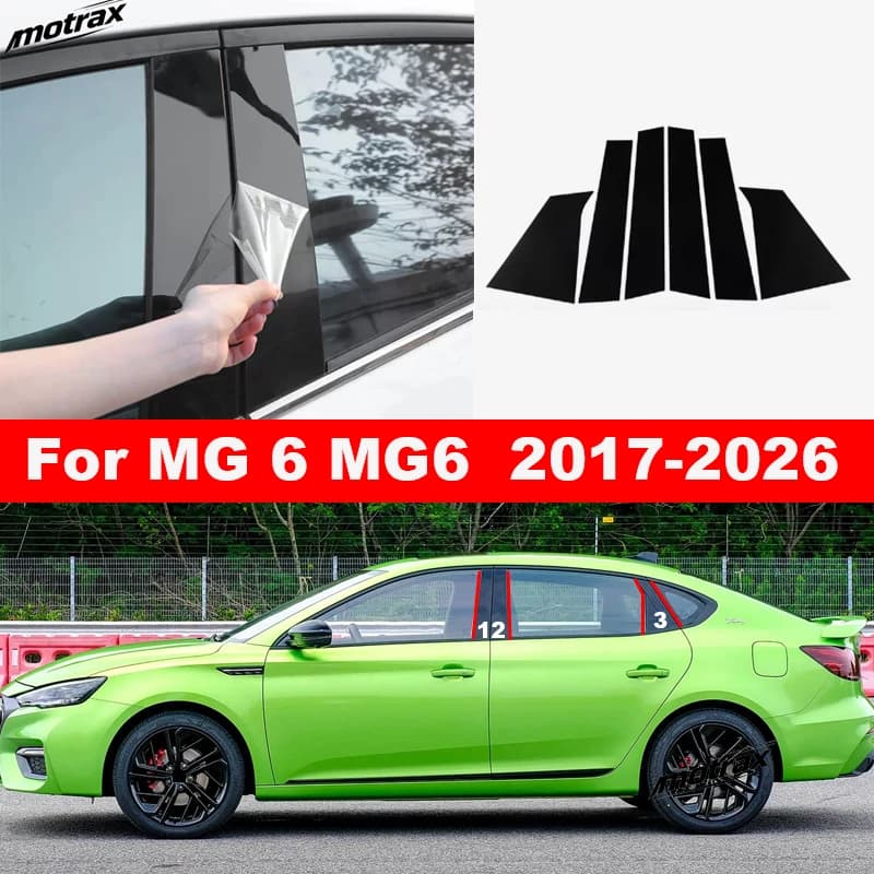 Car Window Decorative Cover Center Post Film Pillar B C Pillar Bright Sticker Protection Accessories for MG 6 MG6 2017-2026