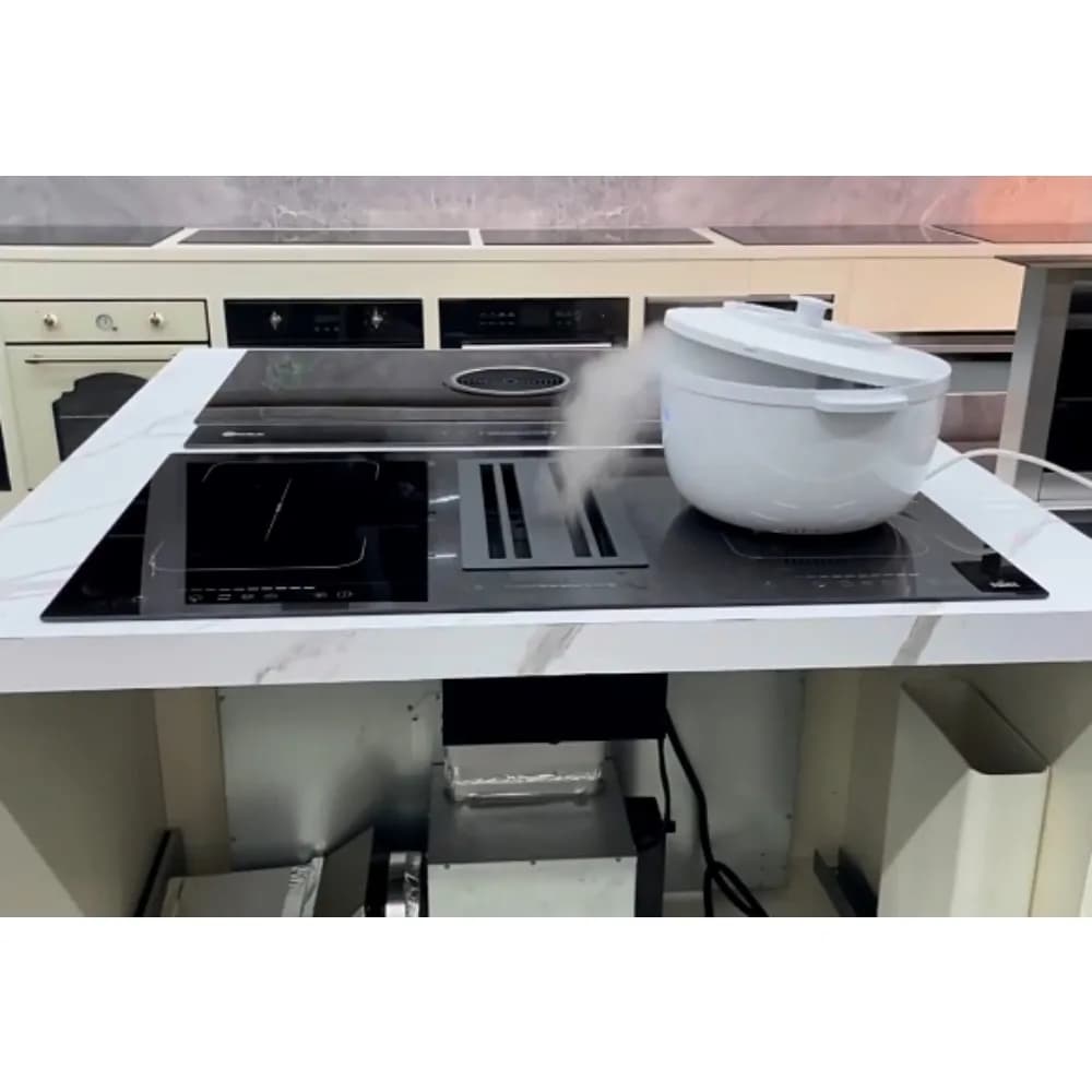 Gold Seller Temperature Sensor Touch Control 4 burner Induction Hob Combined With Down air Hood