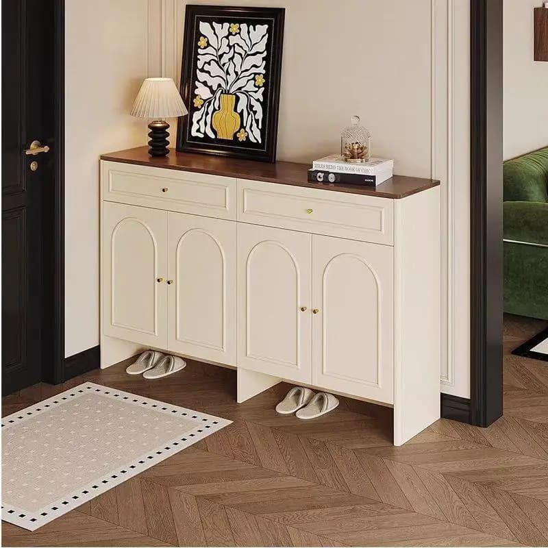 PYJ solid wood household door cream wind shoe cabinet large capacity storage cabinet