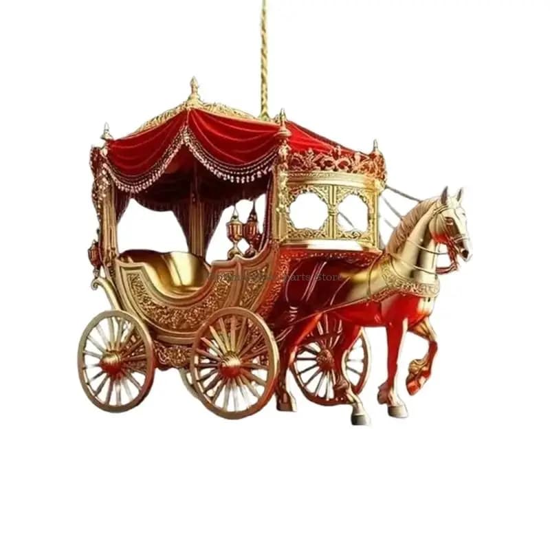Elegant Sleigh Carriage Tree Hanging Decorations for Festive Household Use