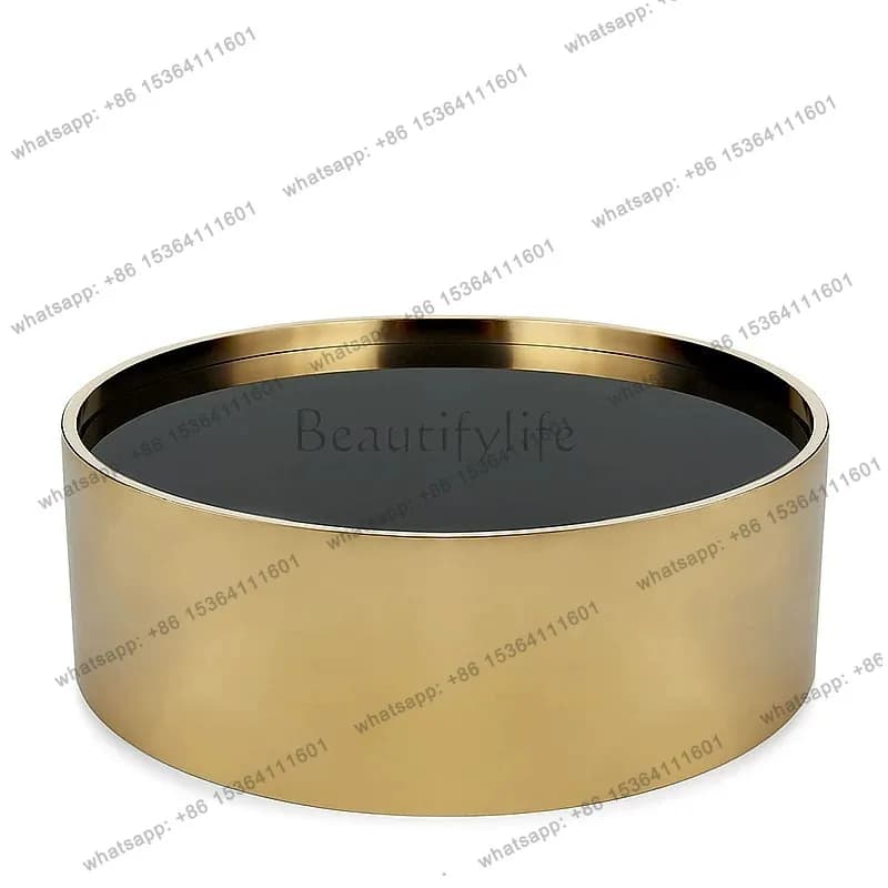 YJ Modern Round Marble Coffee Table Tempered Glass Stainless Steel Luxury Side Table for Living Room Nordic Design