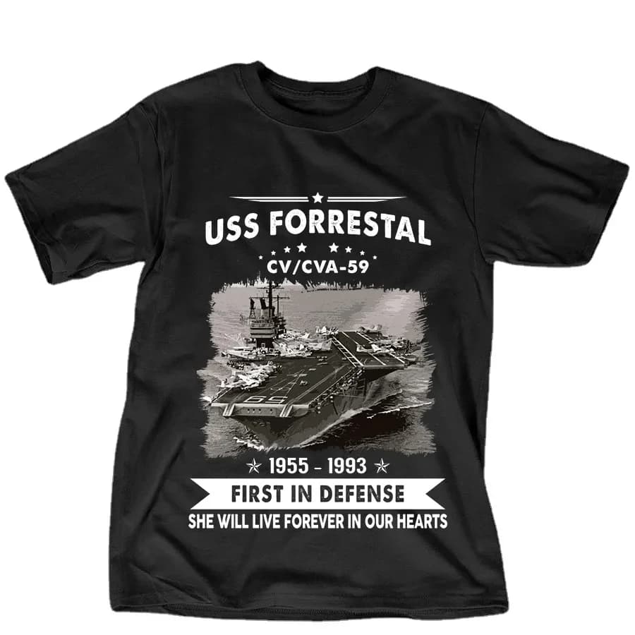 Naval Veteran Proud USS Forrestal CV/CVA 59 Aircraft Carrier T-Shirt. Summer Cotton Short Sleeve O-Neck Mens T Shirt New S-3XL