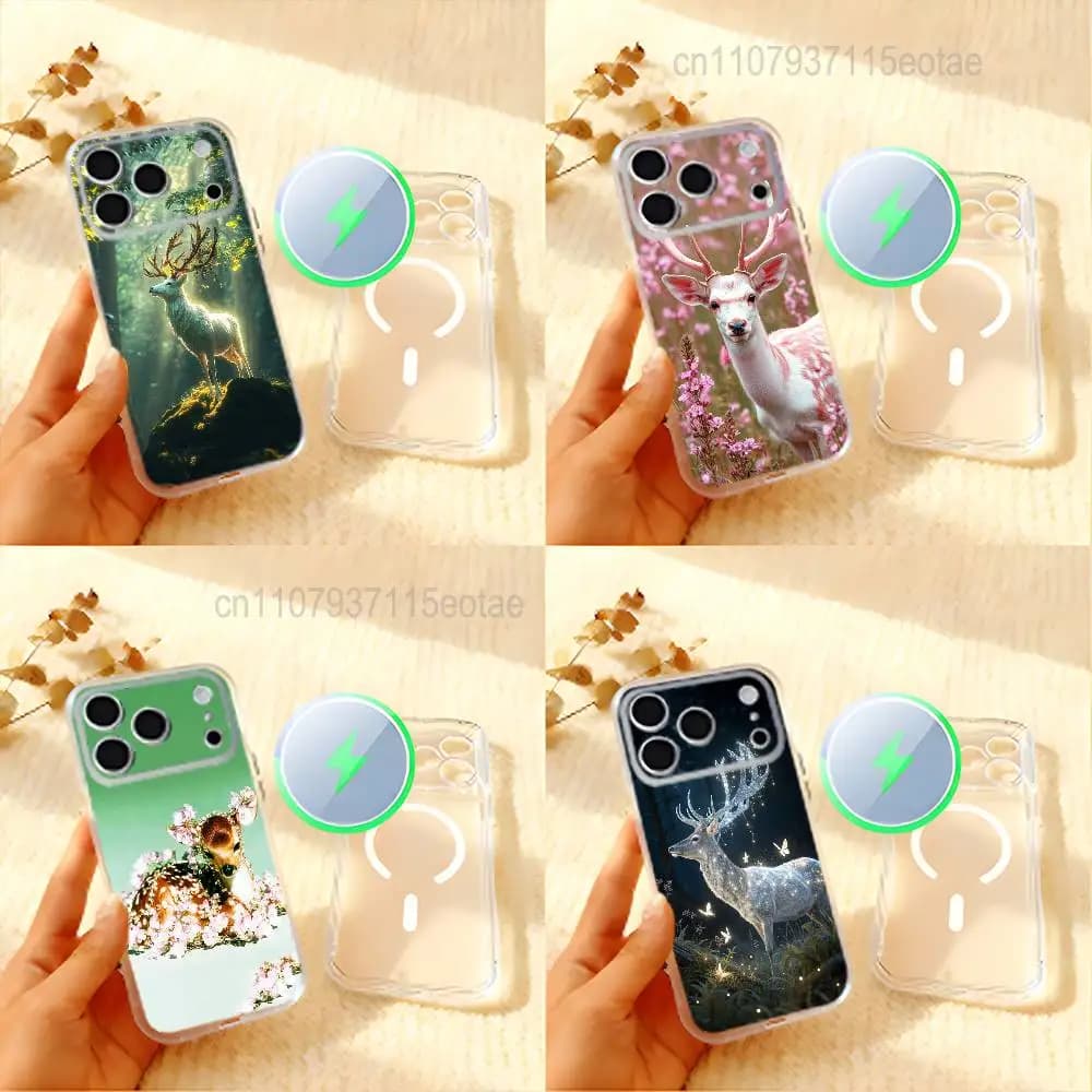 Cute Deer Phone Case For iPhone 18 17 16 15 14 13 12 11,Max,Pro,Mini,Plus,Air,E Magnetic Frosted