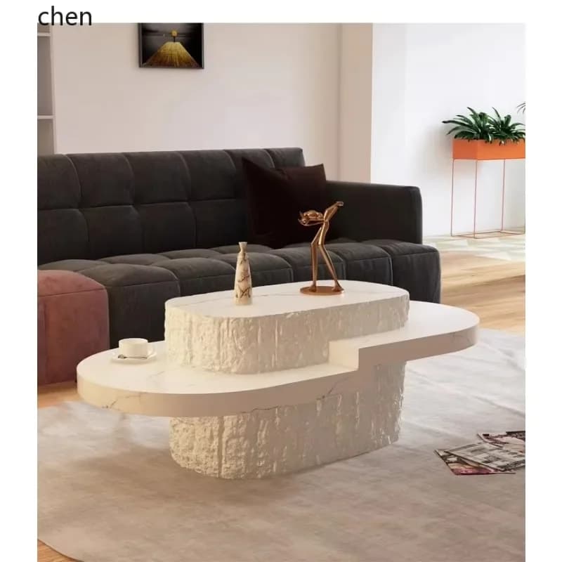 DSA  Simple Light Luxury Irregular Coffee Table Minimalist Oval Light Luxury Coffee Table Home Decor