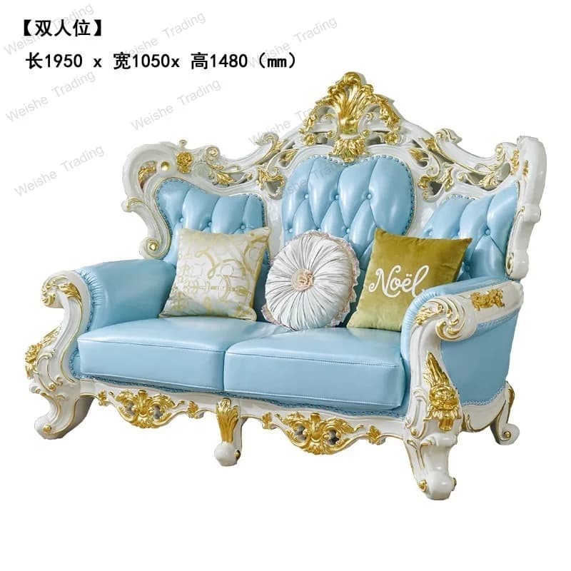 European leather solid wood sofa luxury villa large apartment first layer cowhide furniture