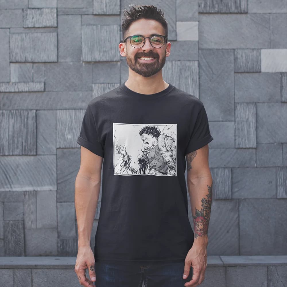 Men's Akira Tetsuo Losing Arm T Shirts Manga Kaneda Japanese Anime Neo Tokyo 100% Cotton Short Sleeve Tees Gift Idea T-Shirts